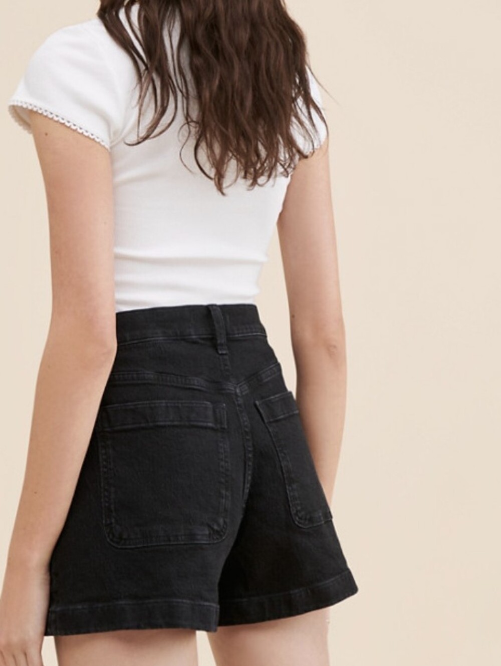 Madewell Black High-Rise Sailor Patch Pocket Jean Shorts Sz.27 NWT - Picture 3 of 7